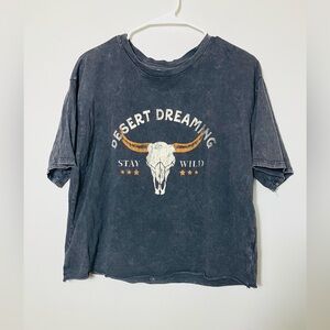 Organic Generation Cropped Tee Sz M Gray graphic print Western‎ 100% Cotton